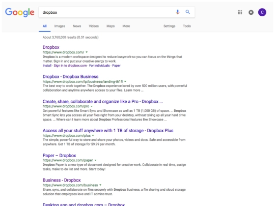 google/dropbox screenshot