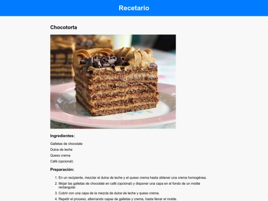 recetario/chocotorta screenshot