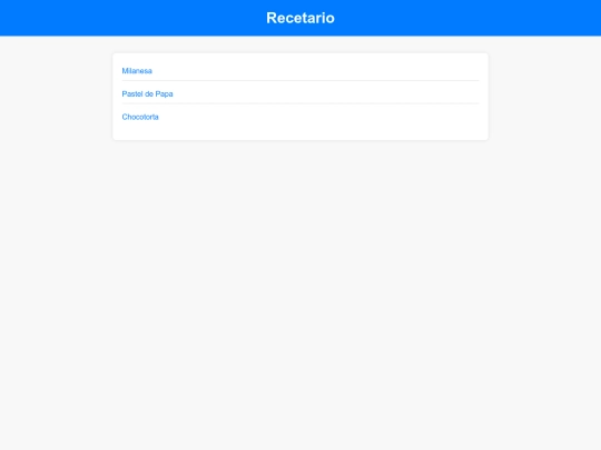 recetario screenshot