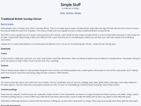 recipes/sunday-dinner screenshot