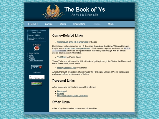 links screenshot