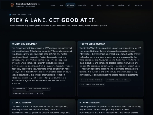 divisions screenshot
