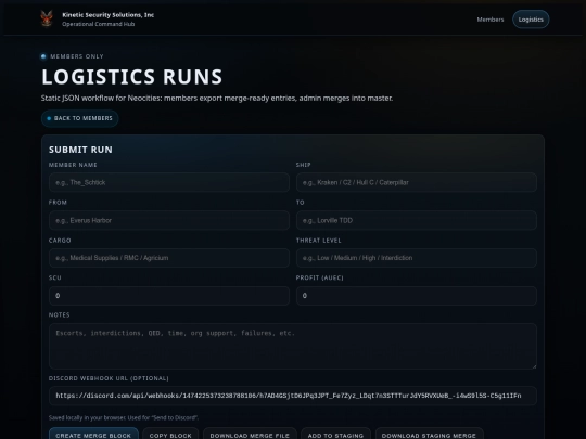 logistics screenshot
