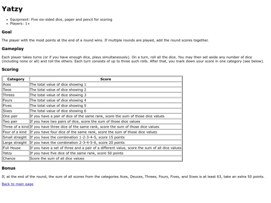 yatzy screenshot