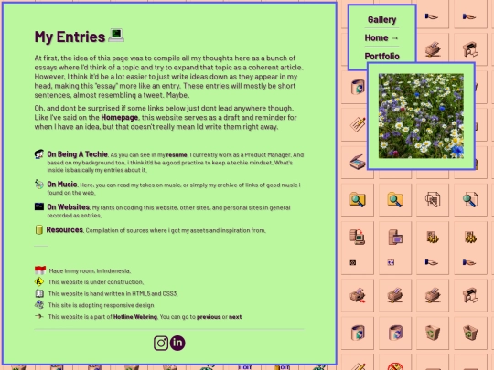 Entries screenshot