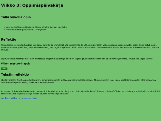 oppimispaivakirja/vko3 screenshot