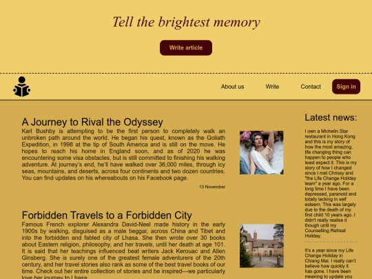 First Web Page/mainPage screenshot