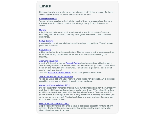 links screenshot