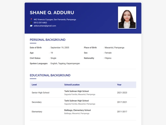 shaneFolder/resume screenshot