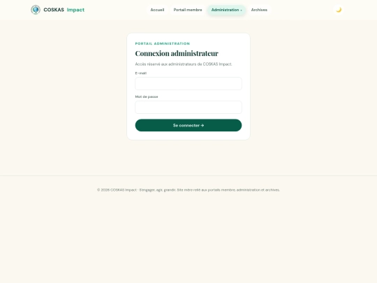 MON PROJET/administration screenshot