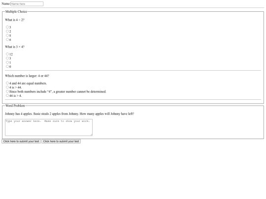 math-test screenshot