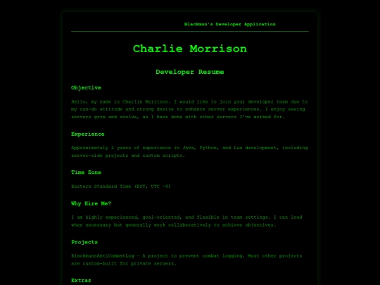 resume screenshot