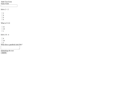 MathTestForm screenshot
