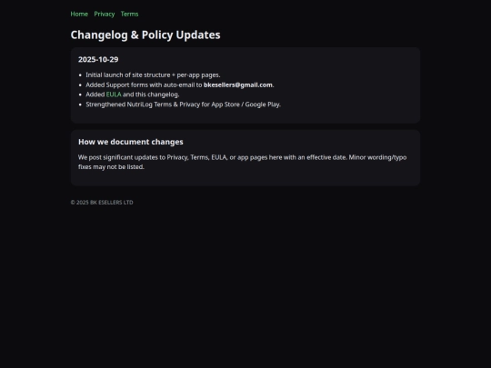 changelog screenshot