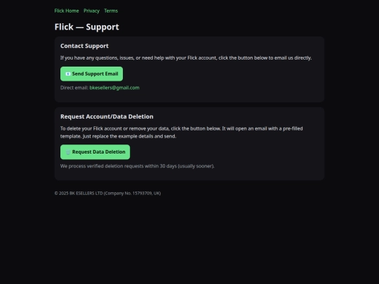 flick/support screenshot