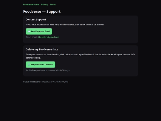 foodverse/support screenshot