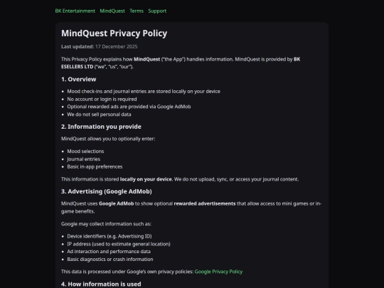 mindQuest/privacy screenshot
