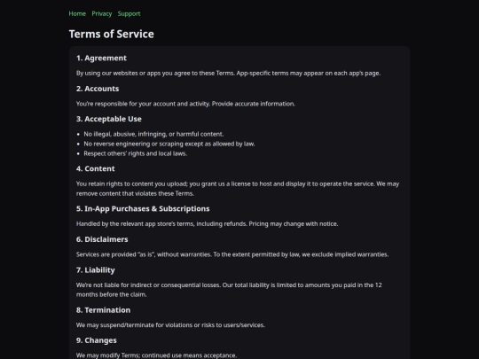terms screenshot