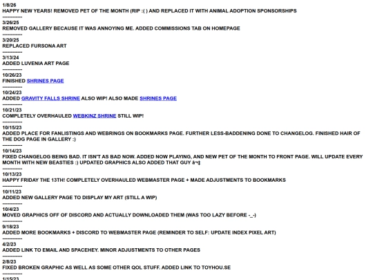 changelog screenshot