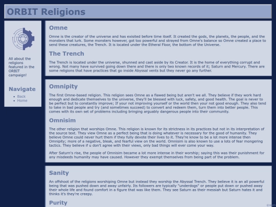 ORBIT/Religion screenshot