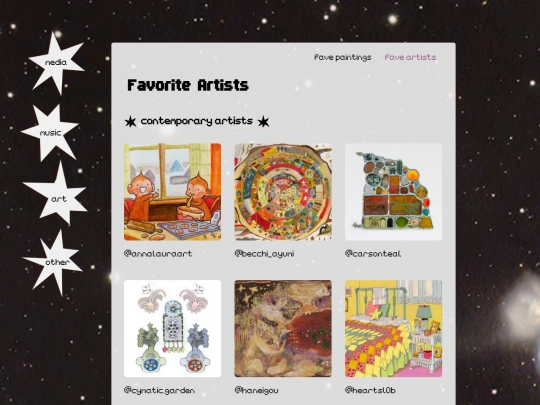 lists/art/faveartists screenshot