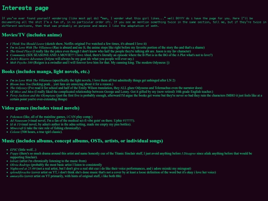 subpages/interests screenshot