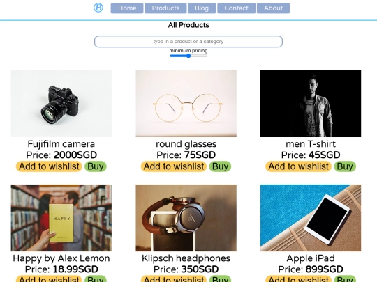 products screenshot