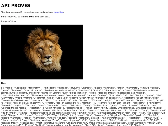 mammals/indexPROBA screenshot