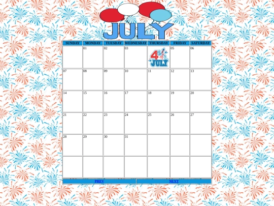 calendar/july screenshot