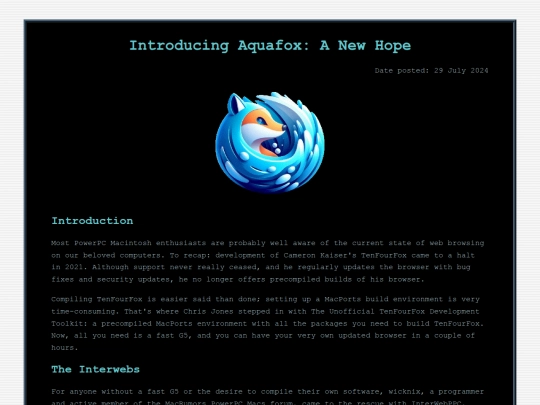 aquafox_announcement screenshot