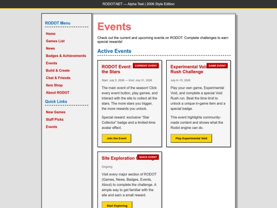 events screenshot