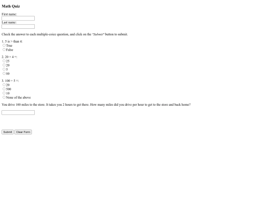 mathquiz screenshot