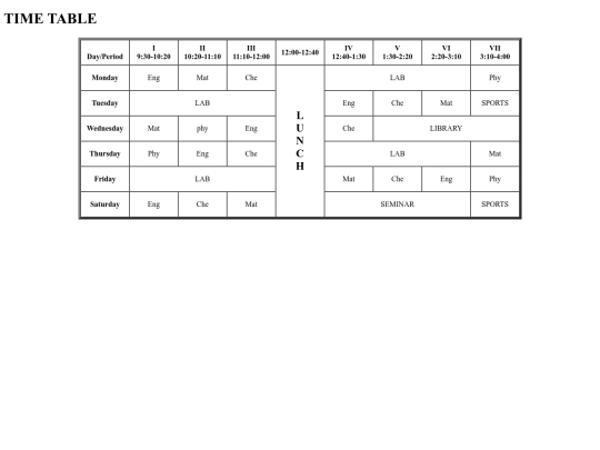 schedule screenshot