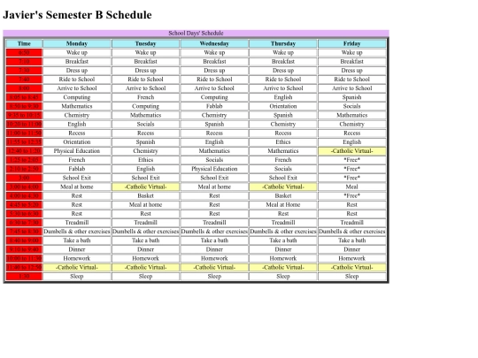 schedule screenshot