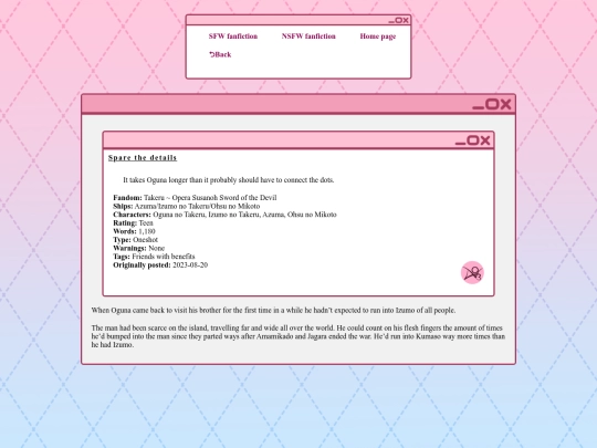 writing/SFW fanfic/susanoh/sparethedetails screenshot