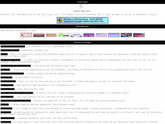 links screenshot