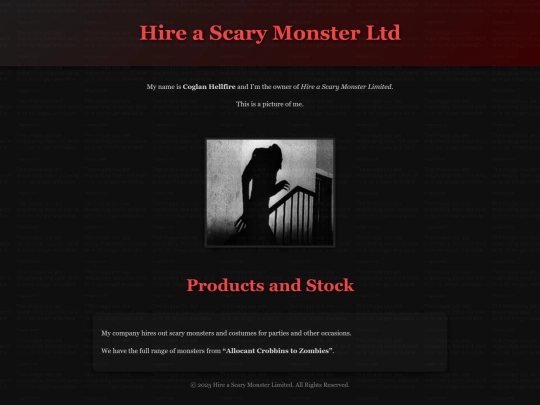 EthicalHacking/hireascarymonsterltd screenshot