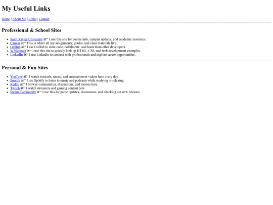 pages/links screenshot