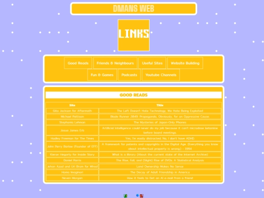 links screenshot