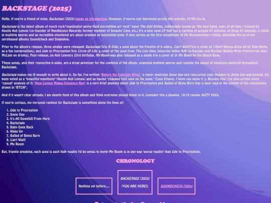 theODDditties/Backstage screenshot
