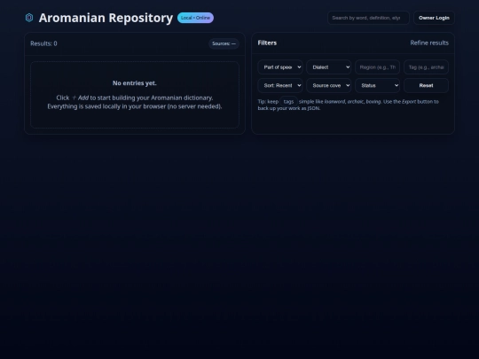 Aromanian Lexicon Repository screenshot