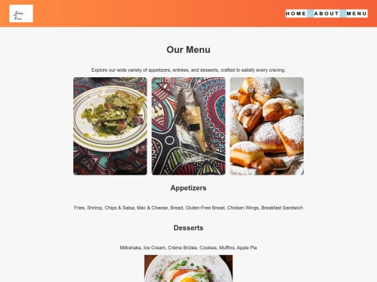 menu screenshot