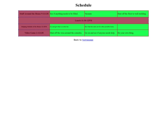 schedule screenshot