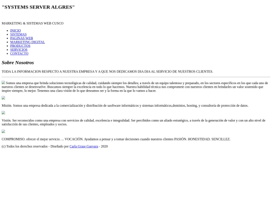 ALGREYS SISTEMS WEB/ALGREYS SISTEMS WEB/nosotros screenshot