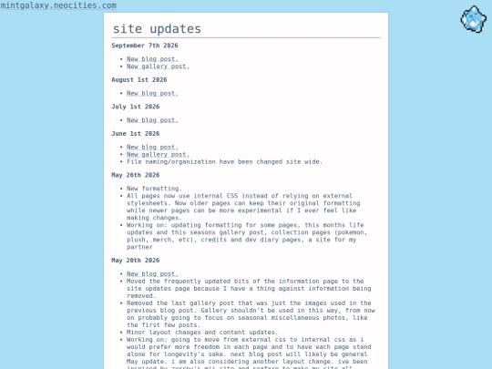 single-pages/site-updates screenshot