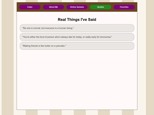 About Me/quotes screenshot