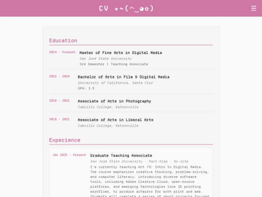 CV screenshot