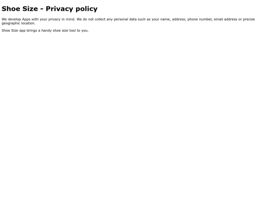 ShoeSize/PrivacyPolicy screenshot