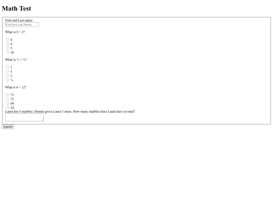 MathTest screenshot