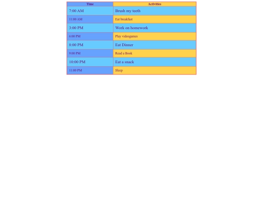 Schedule screenshot